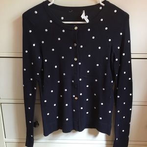 Charter Club XS Navy White Polka Dot Cardigan